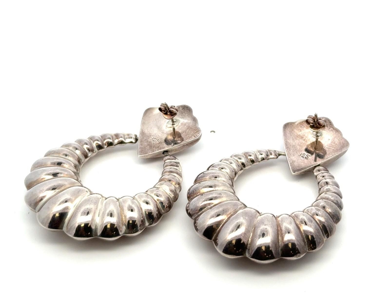 Large 925 Sterling Silver Seashell Oceanic Drop Dangle Earrings 21.9g - Image 4