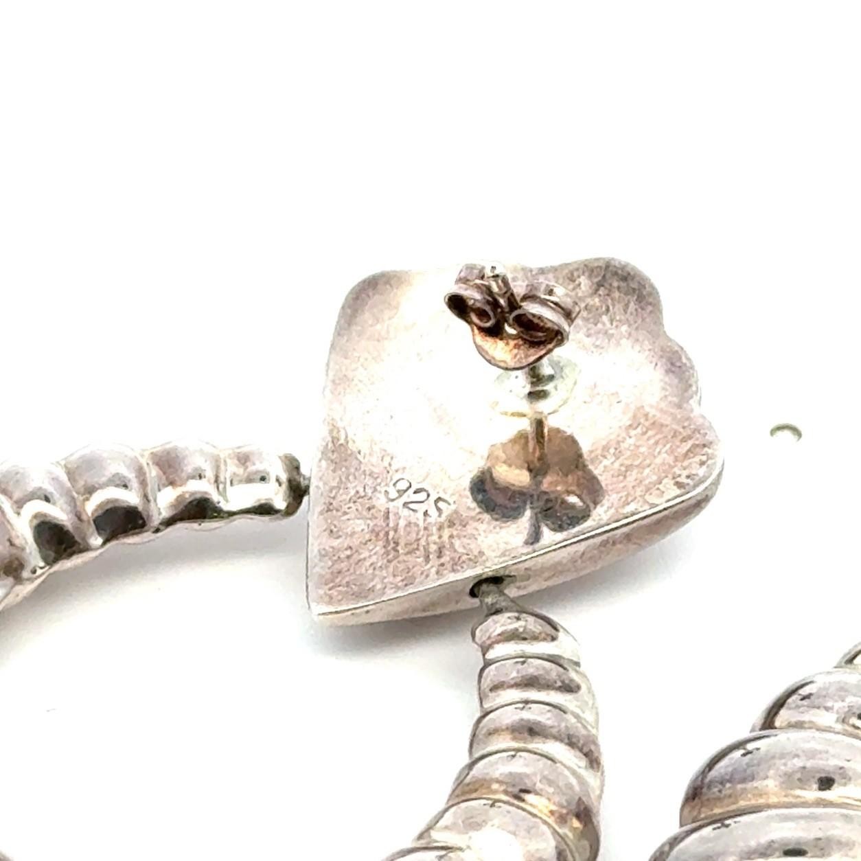 Large 925 Sterling Silver Seashell Oceanic Drop Dangle Earrings 21.9g - Image 6