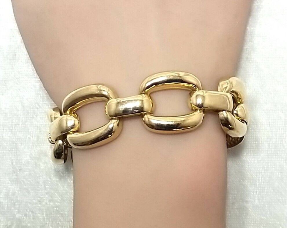 Milor Italy Sterling Silver Gold Tone 7.5" Bracelet 37.5 Grams