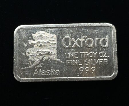 Vintage Oxford Assaying & Refining Alaska 1 Oz .999 Silver Bar