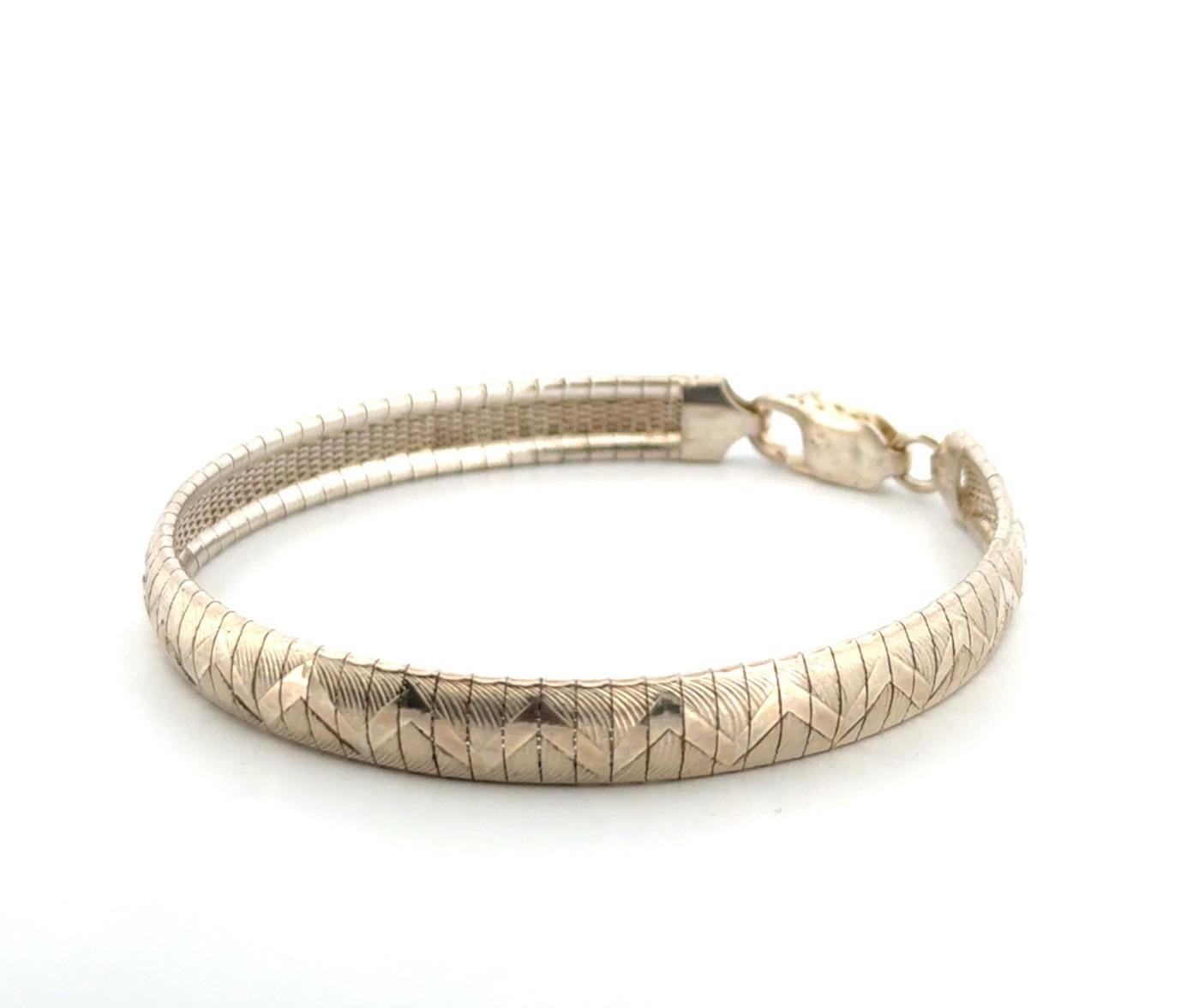 7.75” x 7.5mm ZigZag 925 Sterling Silver Omega Bracelet 16.3g - Image 2