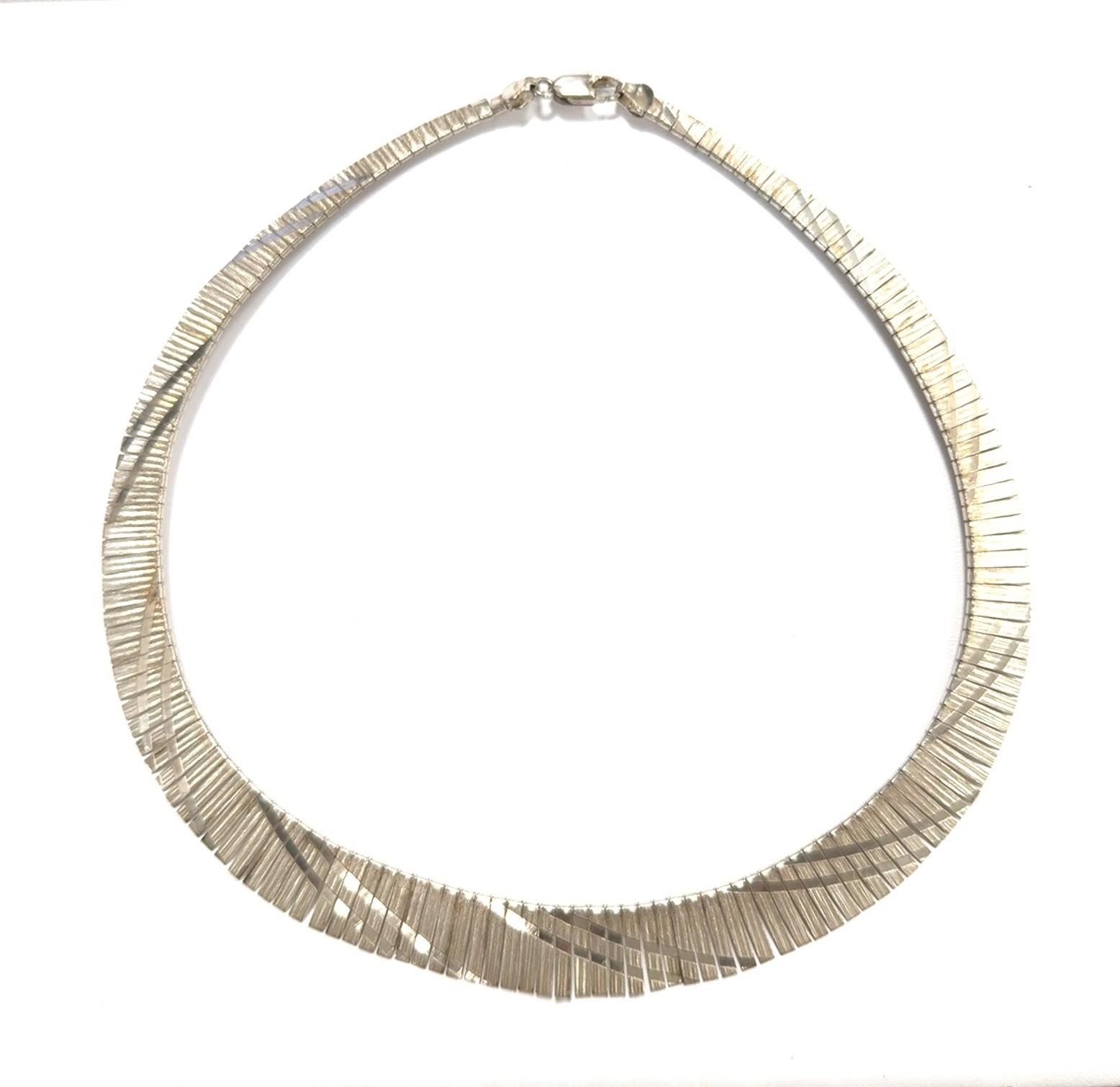 17” Italy 925 Sterling Silver Cleopatra Bib Choker Necklace 32.4g - Image 2