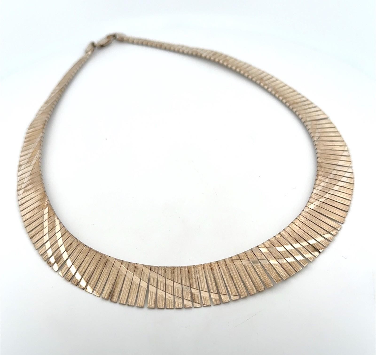 17” Italy 925 Sterling Silver Cleopatra Bib Choker Necklace 32.4g - Image 3
