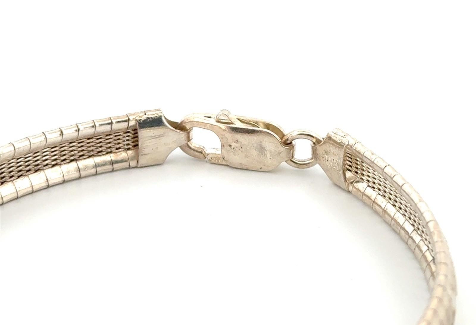 7.75” x 7.5mm ZigZag 925 Sterling Silver Omega Bracelet 16.3g - Image 3