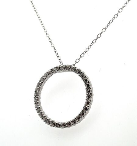 18” JCM 925 Sterling Silver Cubic Zirconia Circle Pendant Necklace 3.0g