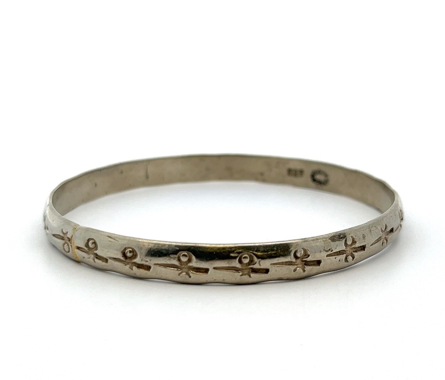 8” x 6mm Taxco Mexico 925 Sterling Silver Bangle Bracelet 16.4g