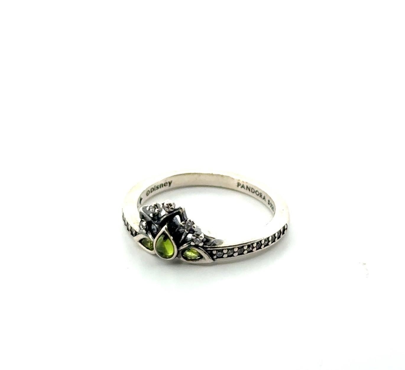 Size: 5.5 Pandora S925 ALE Disney Tiara Green Crystal Ring 2.1g - Image 3