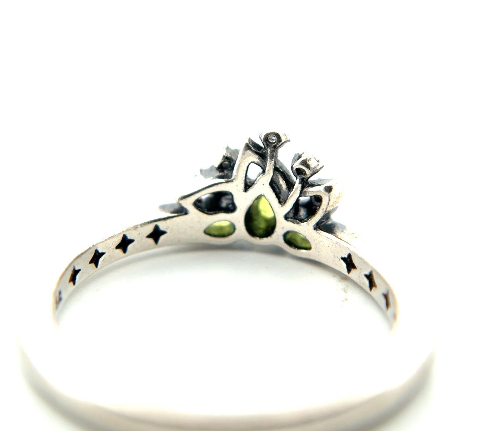 Size: 5.5 Pandora S925 ALE Disney Tiara Green Crystal Ring 2.1g - Image 5