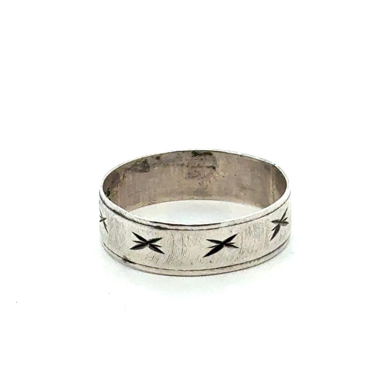 Vintage 925 Sterling Silver Wide Diamond Cut Ring/Band, Size-12.5, “Alex”, 2.8g - Image 2