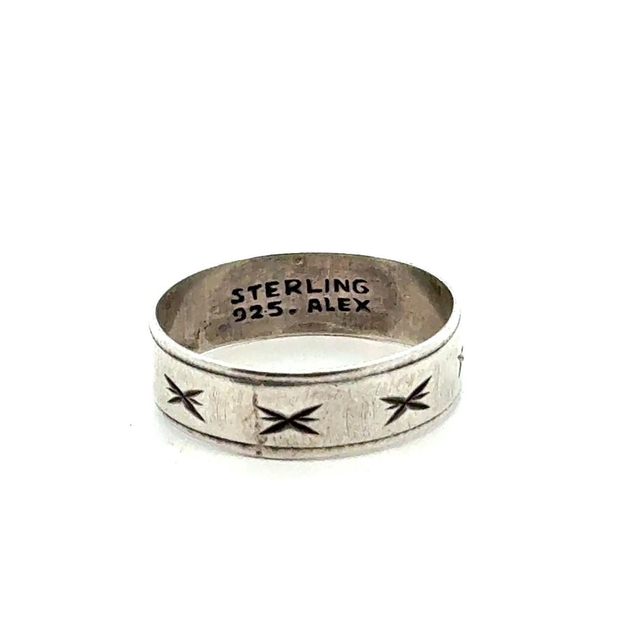 Vintage 925 Sterling Silver Wide Diamond Cut Ring/Band, Size-12.5, “Alex”, 2.8g - Image 3
