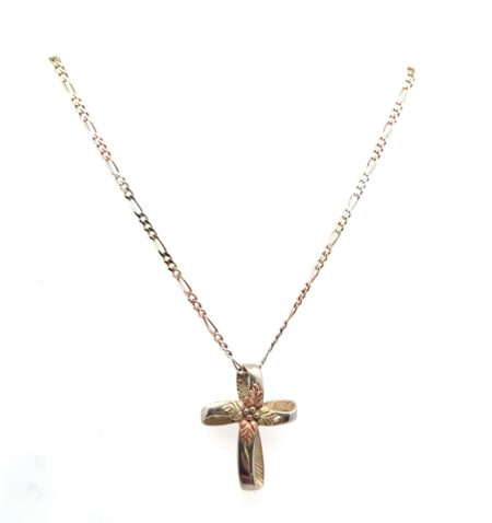 20” Infinity Cross Pendant + Necklace .925 Tri-Color Sterling 12k Gold 7.6g