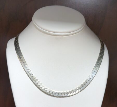 18” .925 Sterling Silver Herringbone Necklace, 7.5mm, 34.1g