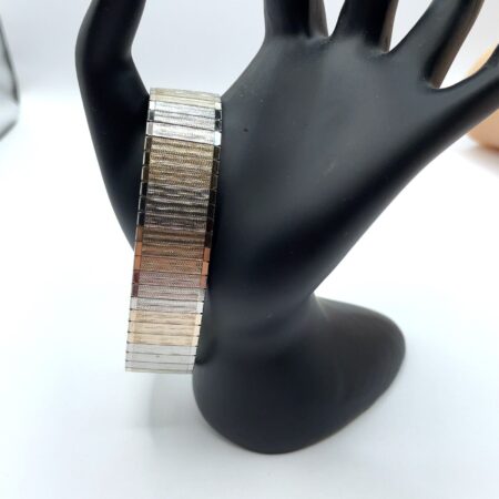 Vintage Sterling Silver Flex Band Tri-color Bracelet - 7 Inch