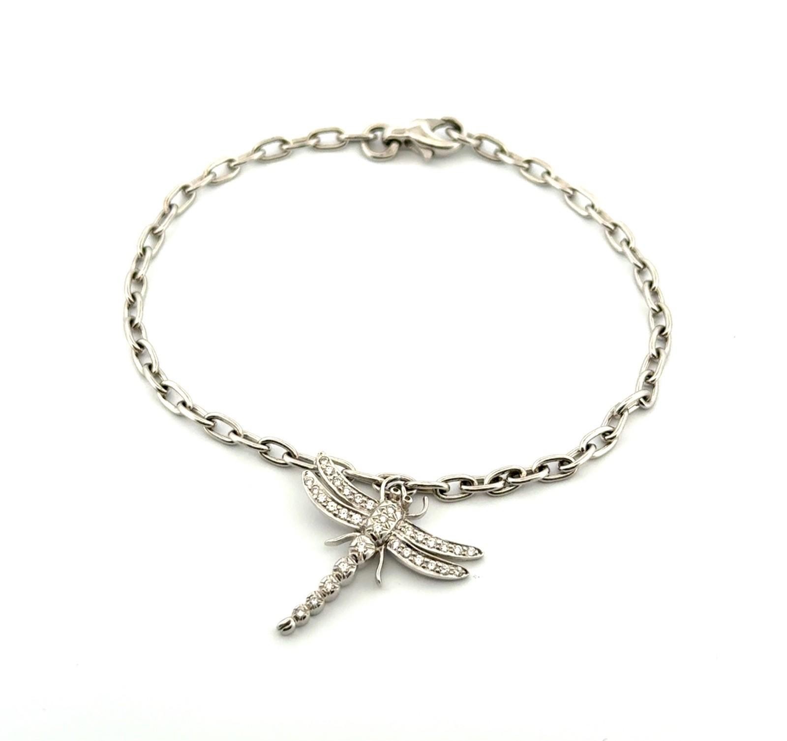 7” Tiffany & Co. Platinum Pt950 Diamond Dragonfly Bracelet w/ Original Box 9.1g - Image 2