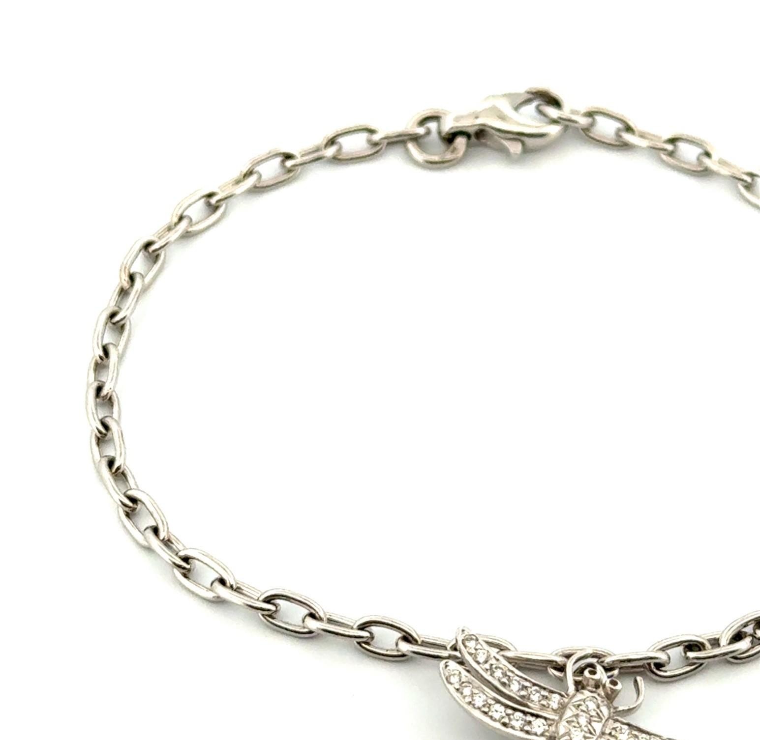 7” Tiffany & Co. Platinum Pt950 Diamond Dragonfly Bracelet w/ Original Box 9.1g - Image 5