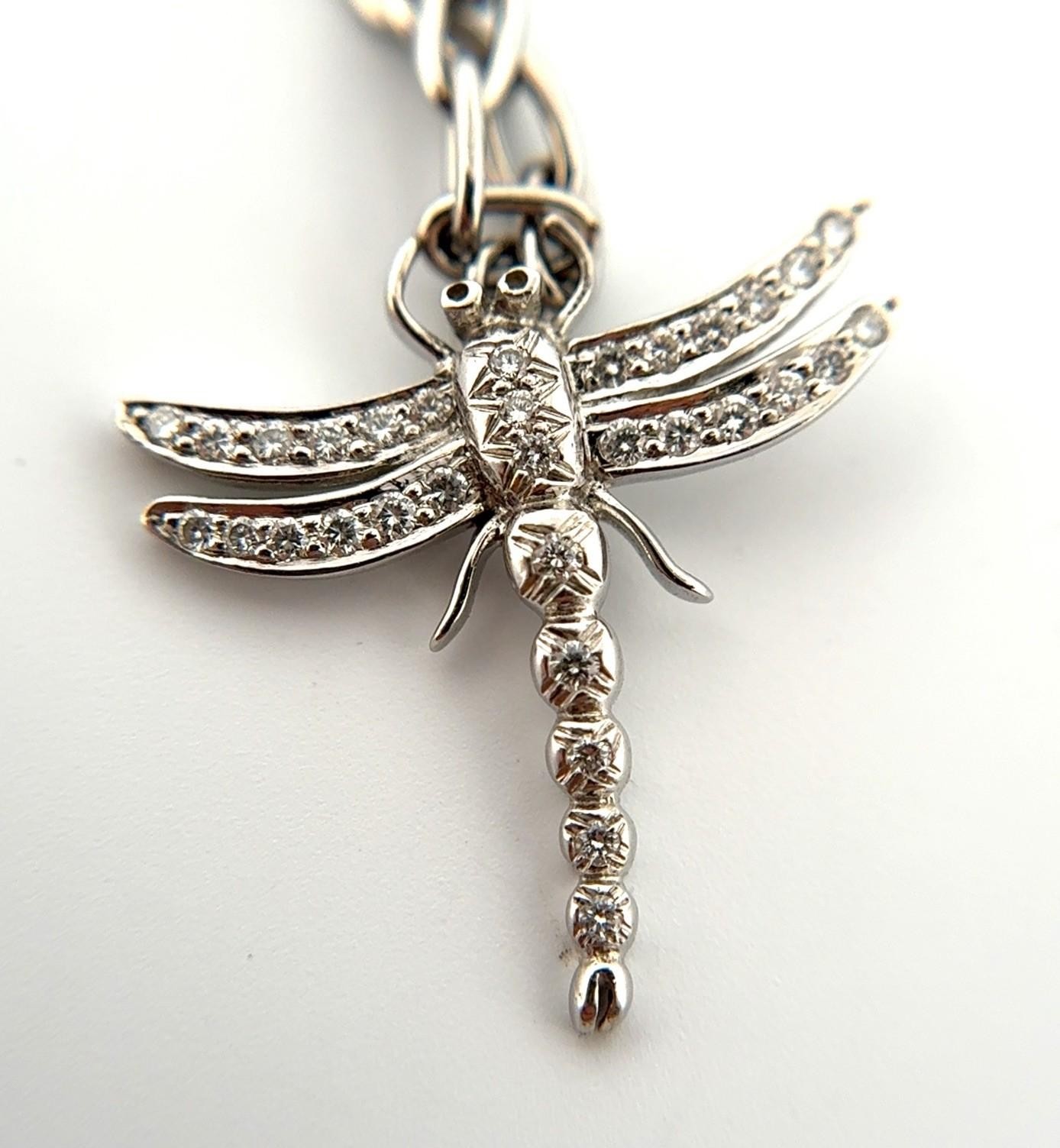 7” Tiffany & Co. Platinum Pt950 Diamond Dragonfly Bracelet w/ Original Box 9.1g - Image 10