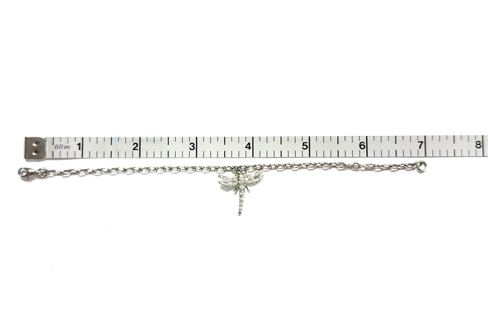 7” Tiffany & Co. Platinum Pt950 Diamond Dragonfly Bracelet w/ Original Box 9.1g - Image 17