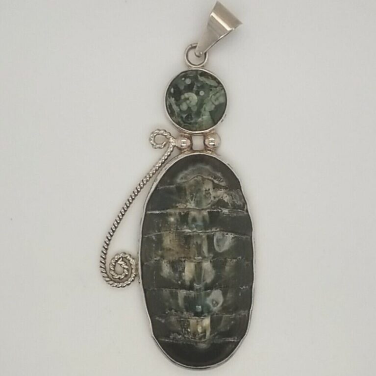 Sterling Silver Chiton Fossil Pendant