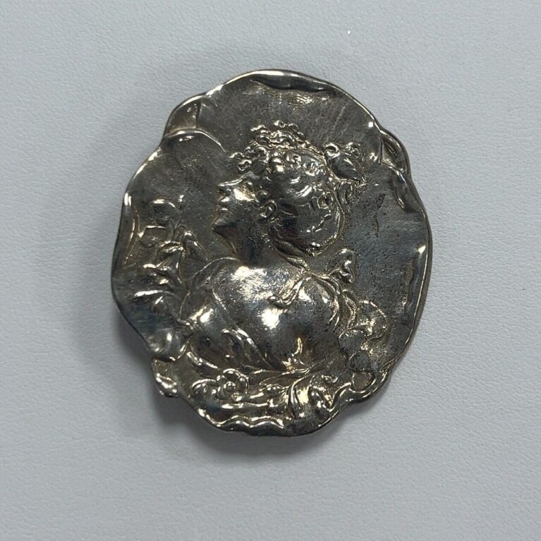Vintage Sterling Silver Art Nouveau Brooch/Pin Lady Profile 12.6 grams