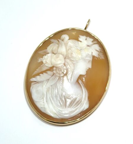 14k Yellow Gold Hand Carved Large Cameo Pendant/Brooch Heavy Bezel 13.5g