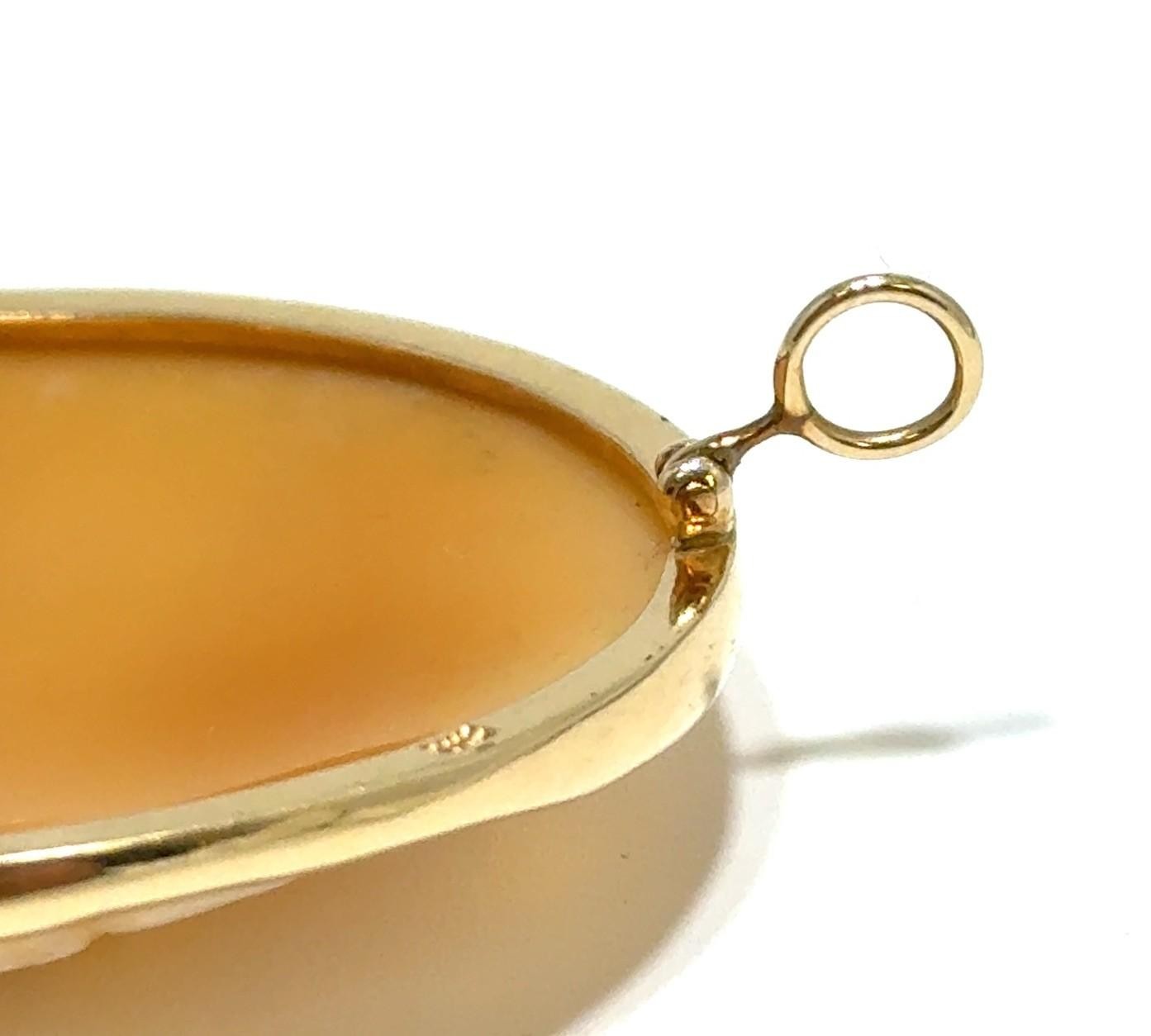 14k Yellow Gold Hand Carved Large Cameo Pendant/Brooch Heavy Bezel 13.5g - Image 6