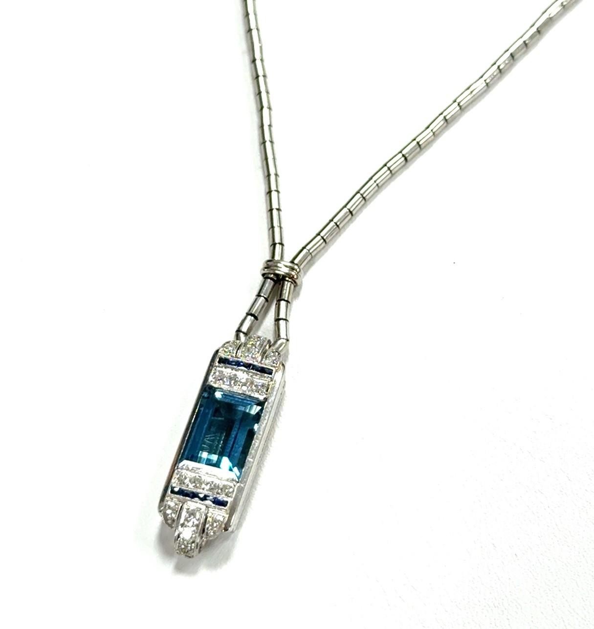 18” Vintage 14k White Gold Gruen Watch Conversion Pendant w/ Tourmaline 18.22g - Image 4