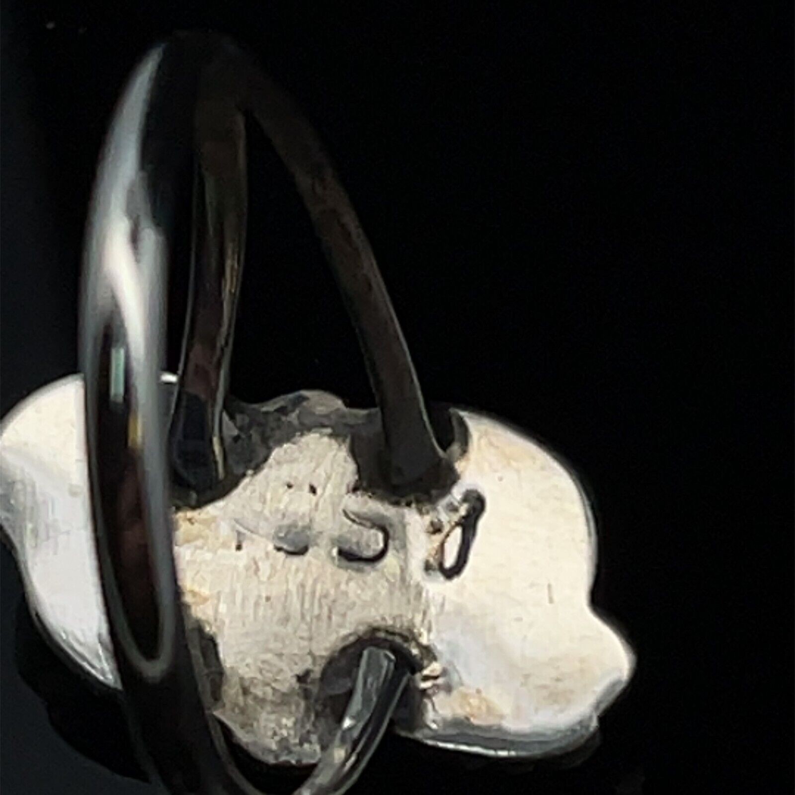 Navajo Sterling Silver and Black Onyx Floral Design Ring - Size 8 - Image 6