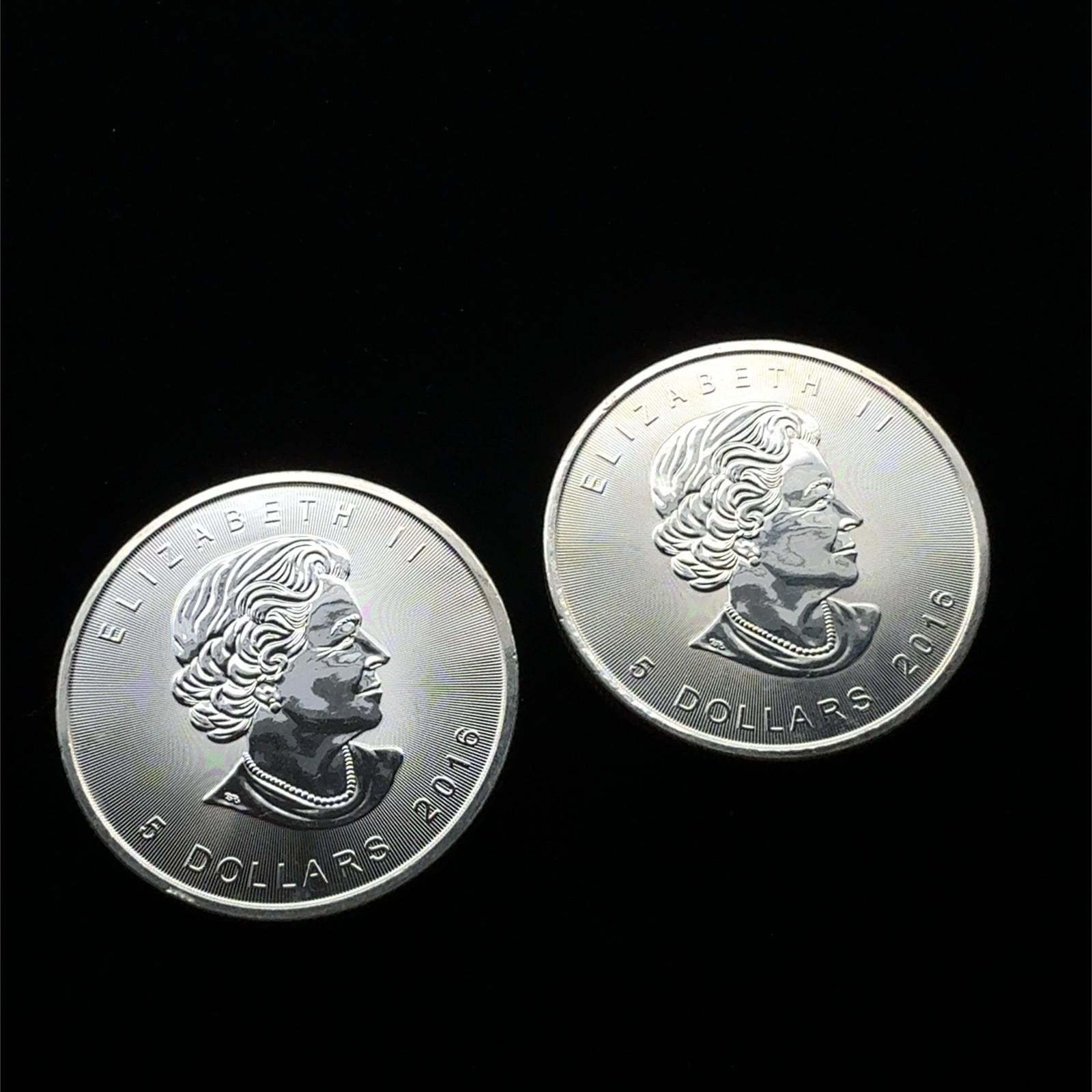 Lot Of 2 2016 Canadian Maple Clear 1 Oz .9999 Fine Silver Coin, Milk Spots - Image 3
