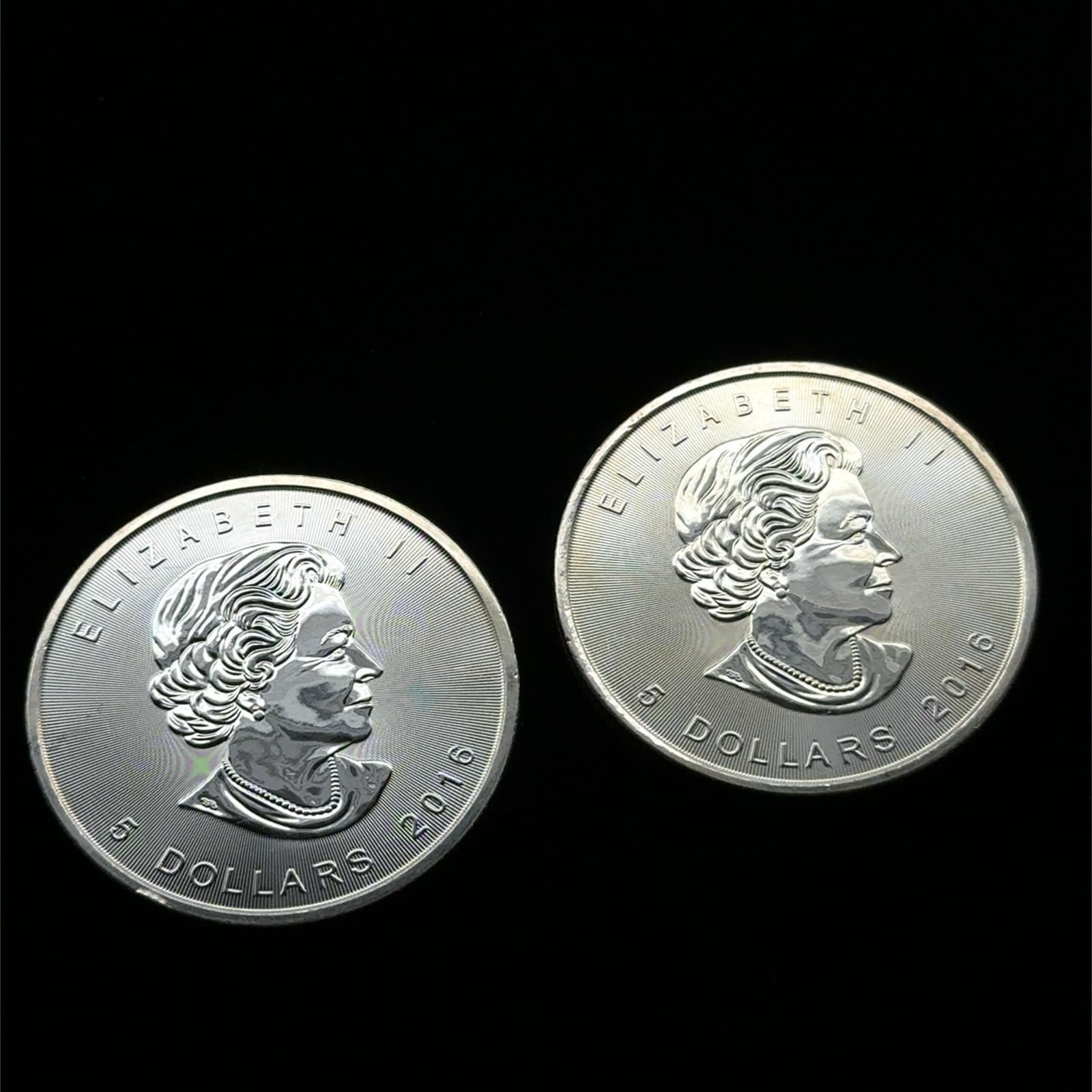 Lot Of 2 2016 Canadian Maple Clear 1 Oz .9999 Fine Silver Coin, Milk Spots - Image 4