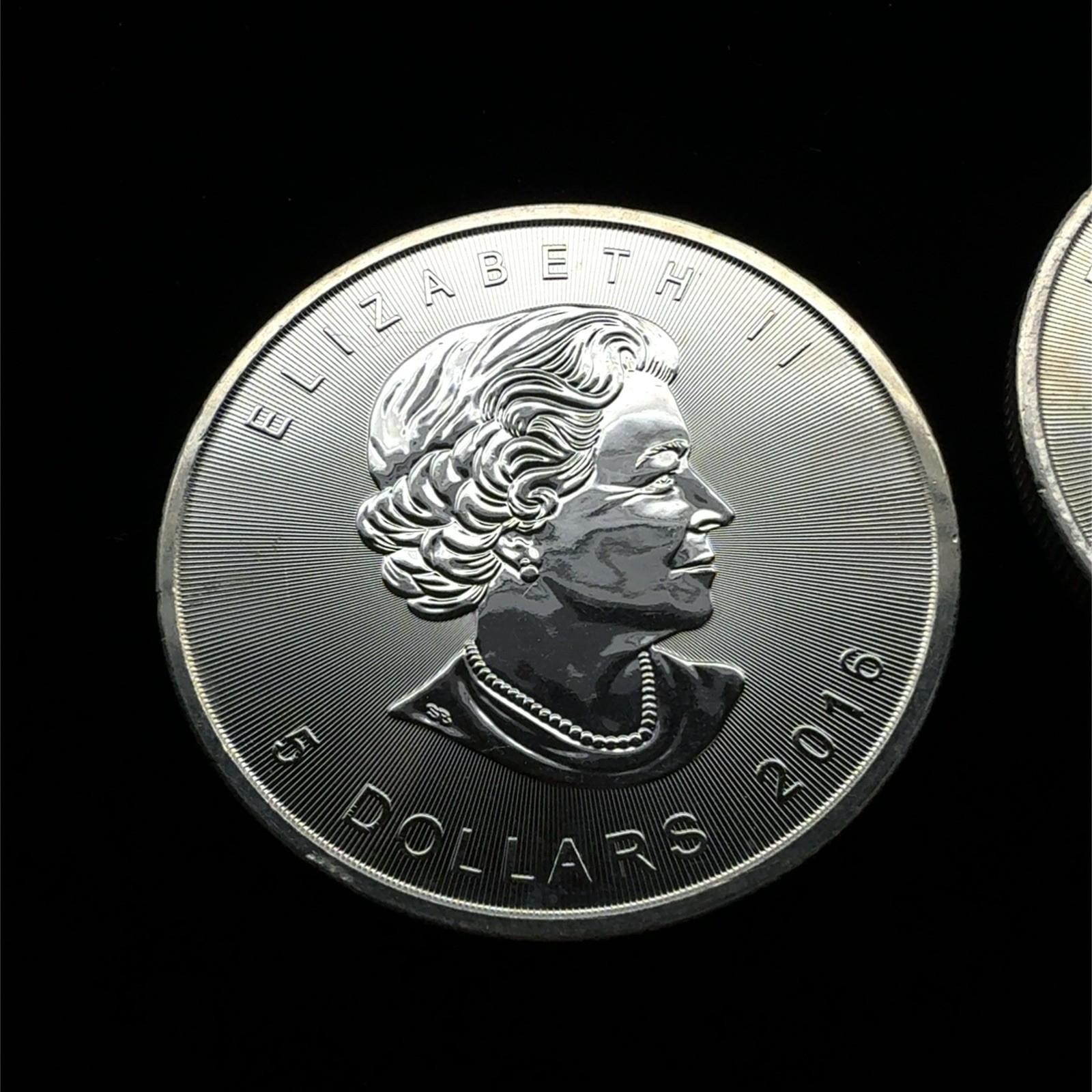 Lot Of 2 2016 Canadian Maple Clear 1 Oz .9999 Fine Silver Coin, Milk Spots - Image 5