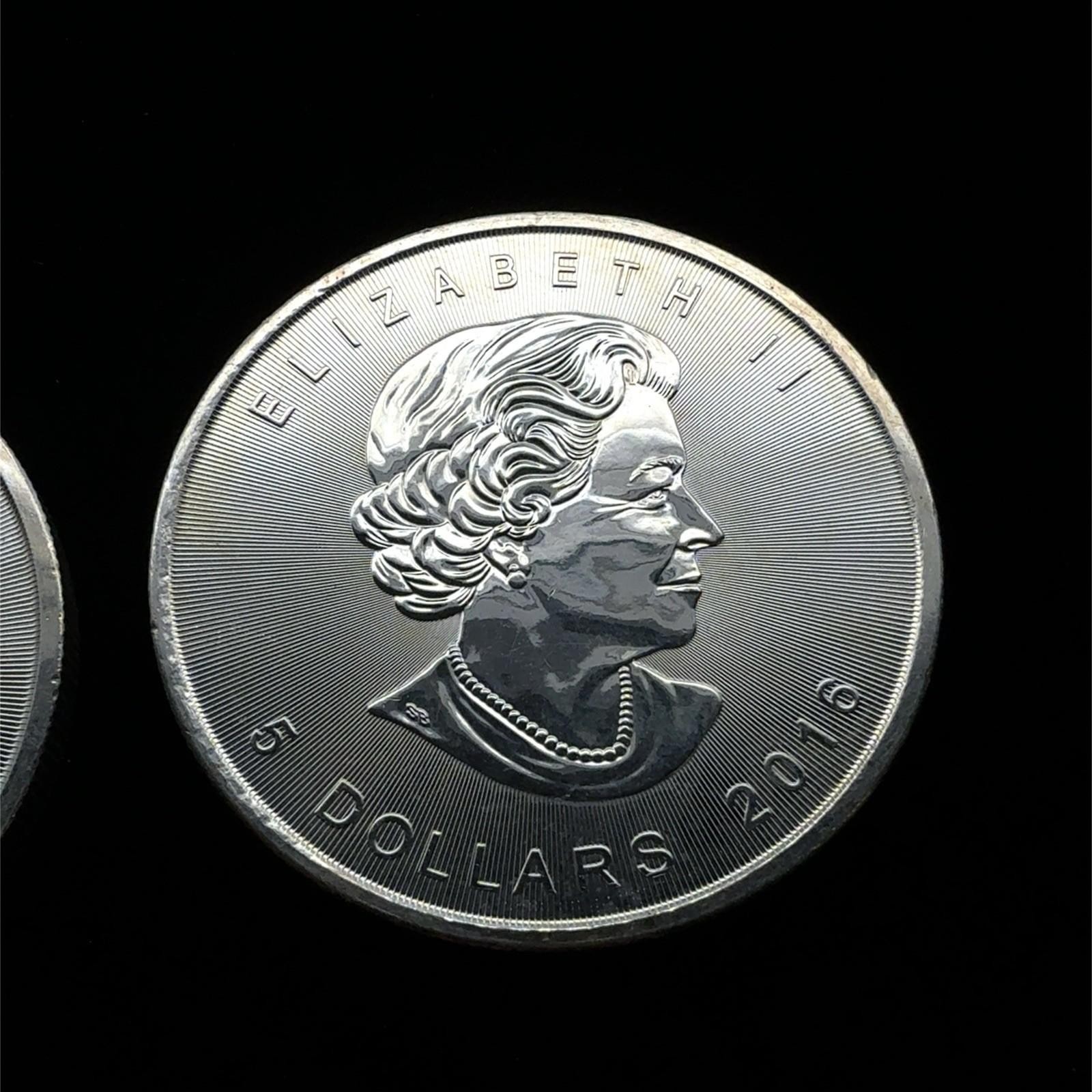 Lot Of 2 2016 Canadian Maple Clear 1 Oz .9999 Fine Silver Coin, Milk Spots - Image 6