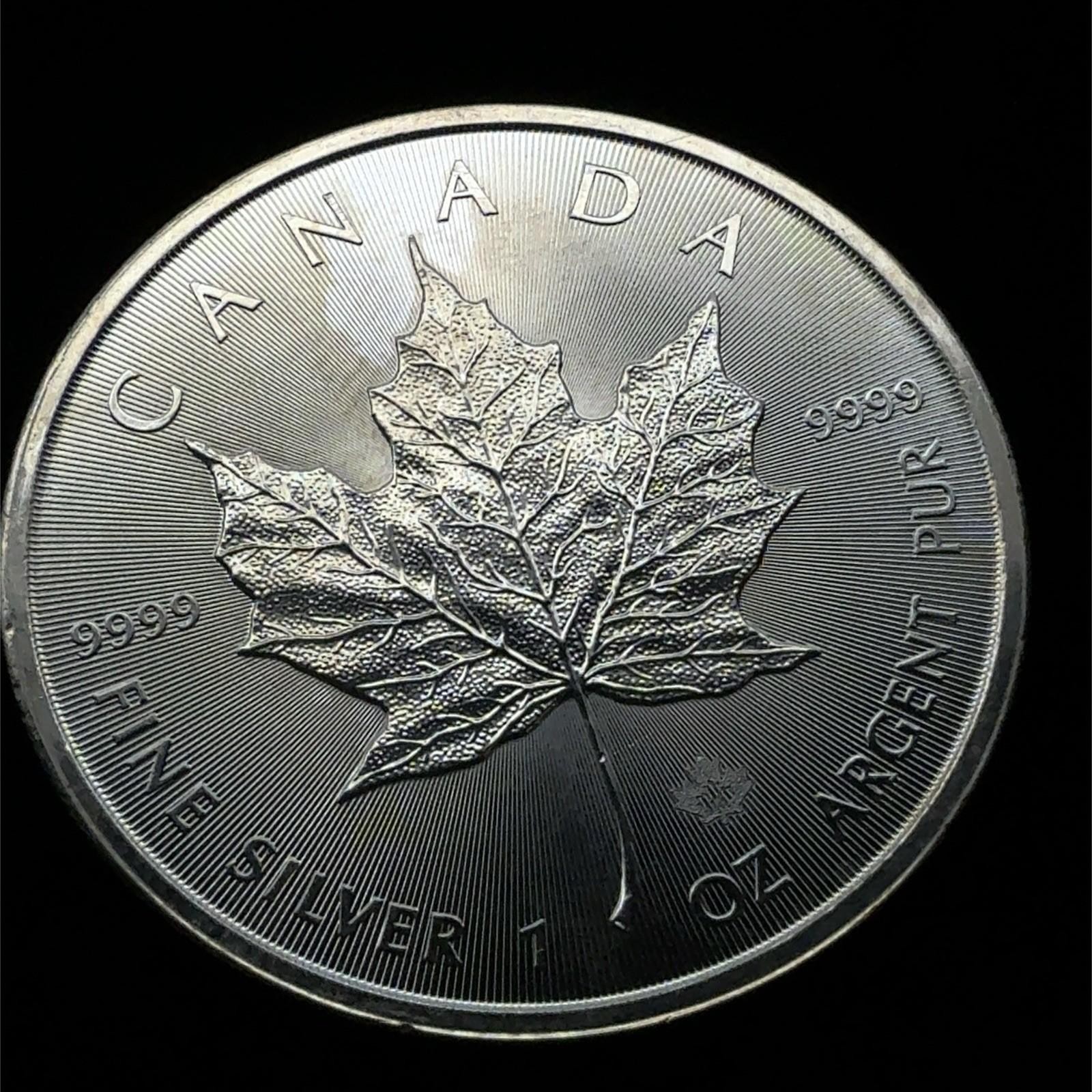 Lot Of 2 2016 Canadian Maple Clear 1 Oz .9999 Fine Silver Coin, Milk Spots - Image 8