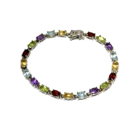 7” Ross Simons Multi-Color Gemstone 925 Sterling Silver Bracelet 9.1g