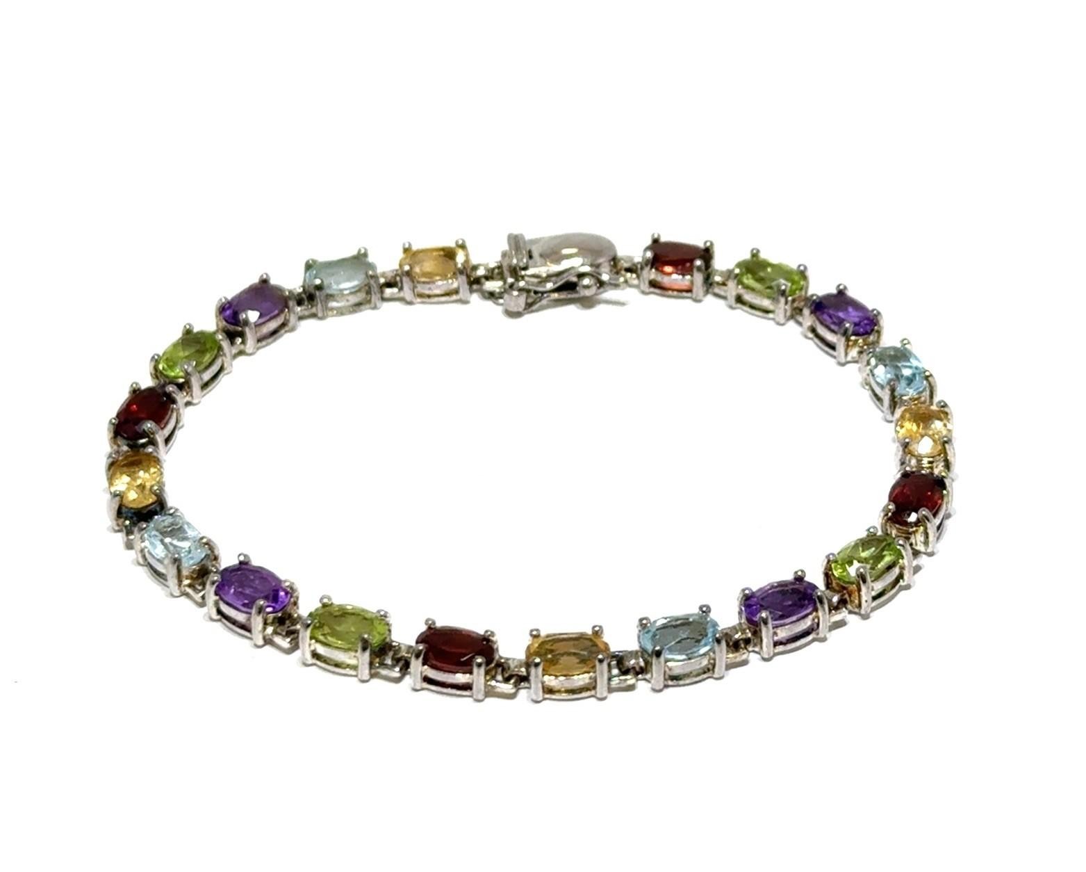 7” Ross Simons Multi-Color Gemstone 925 Sterling Silver Bracelet 9.1g - Image 2
