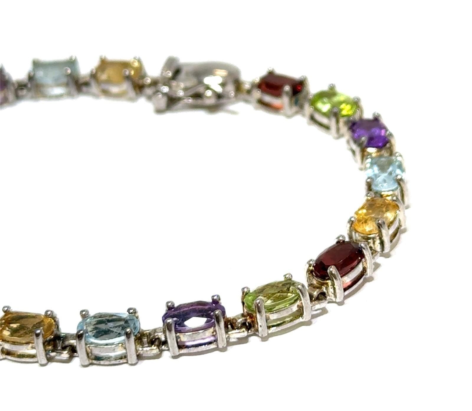 7” Ross Simons Multi-Color Gemstone 925 Sterling Silver Bracelet 9.1g - Image 3