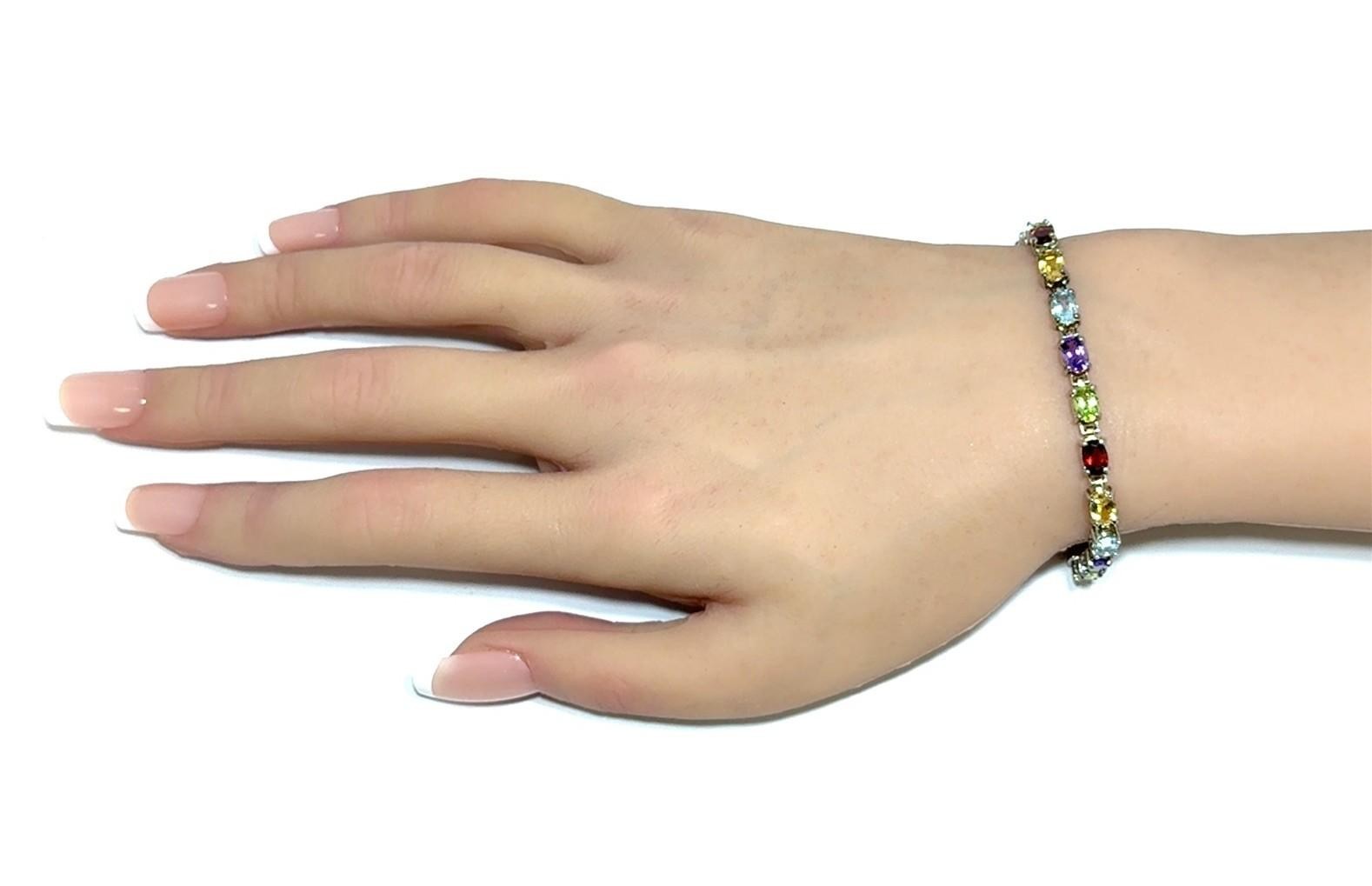 7” Ross Simons Multi-Color Gemstone 925 Sterling Silver Bracelet 9.1g - Image 7