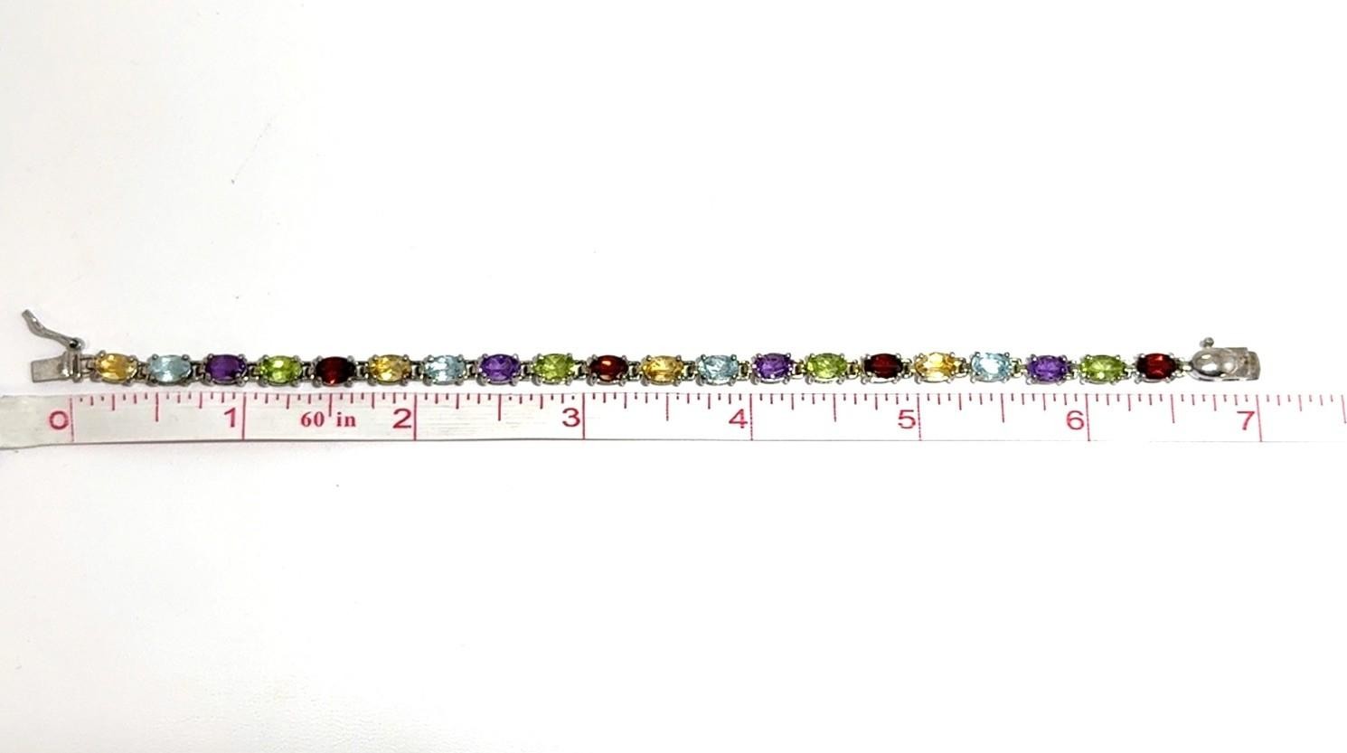 7” Ross Simons Multi-Color Gemstone 925 Sterling Silver Bracelet 9.1g - Image 8