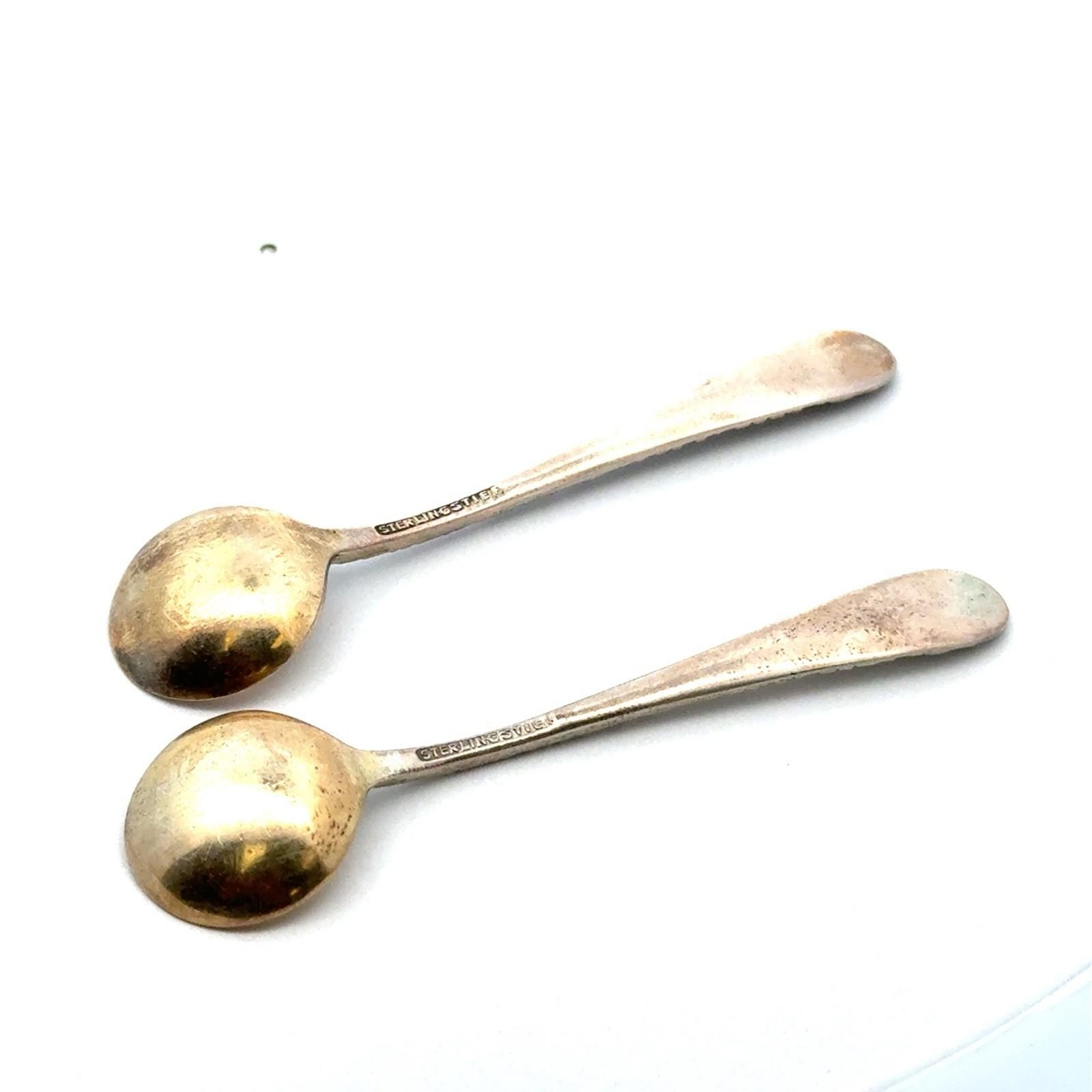 Stieff 925 Sterling Silver Rose Repousse Pair Open Salts w/Spoons, 138.6g - Image 9