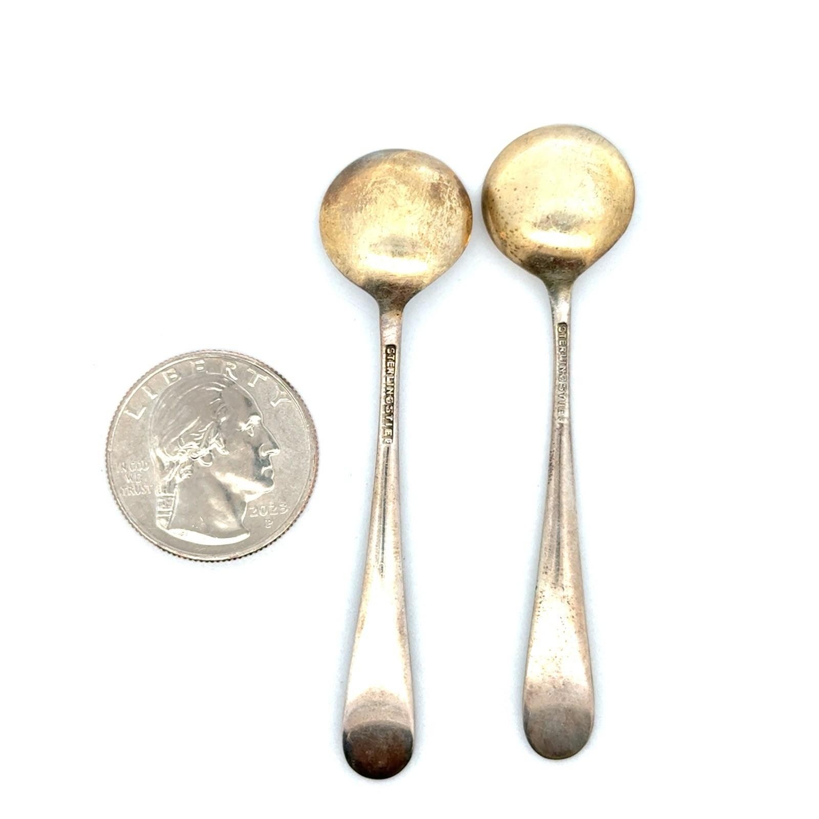 Stieff 925 Sterling Silver Rose Repousse Pair Open Salts w/Spoons, 138.6g - Image 11