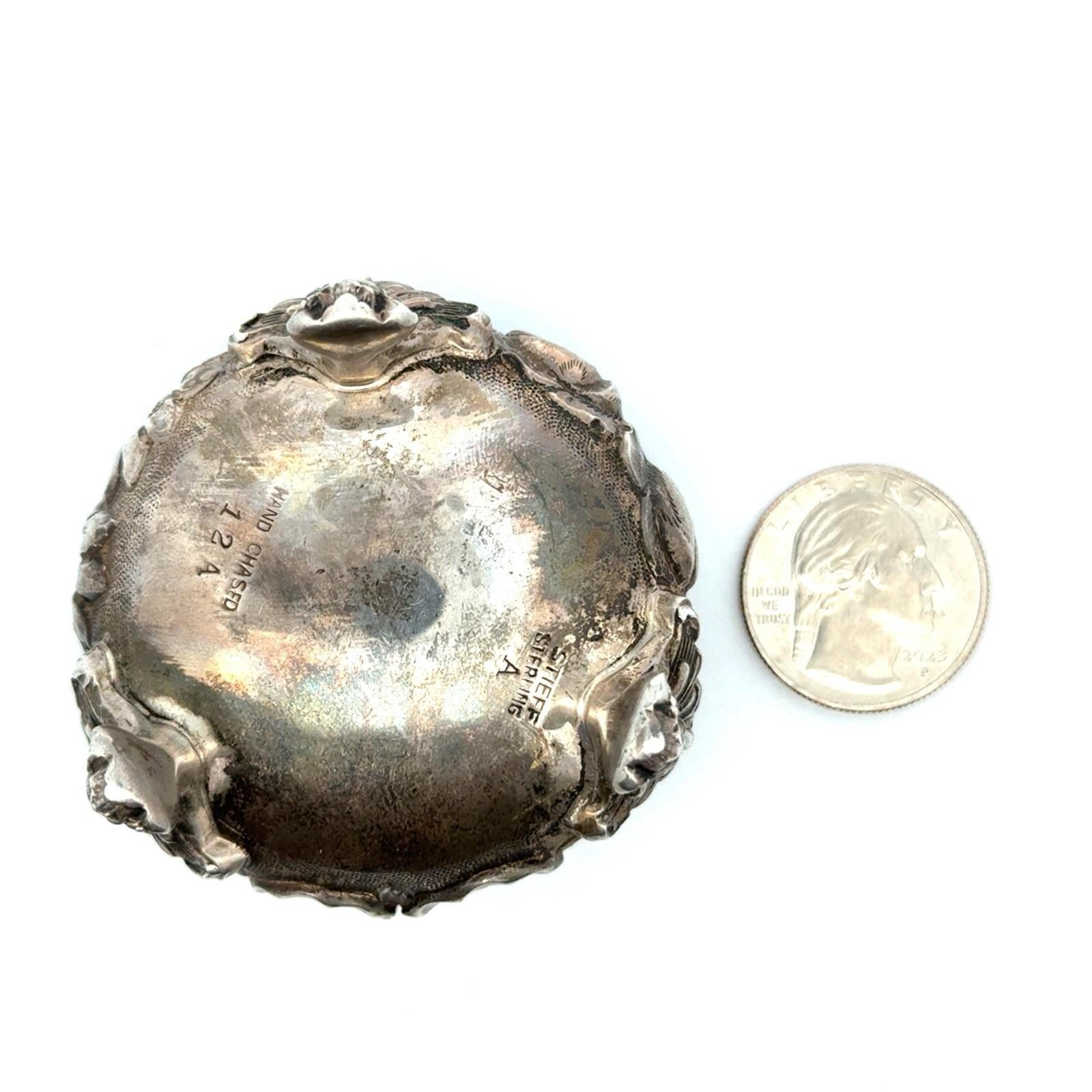 Stieff 925 Sterling Silver Rose Repousse Pair Open Salts w/Spoons, 138.6g - Image 12