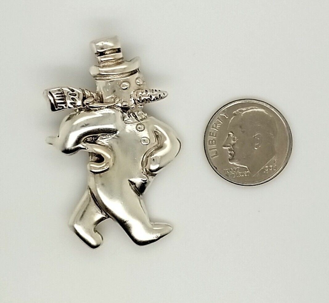 Solid .925 Sterling Silver Snowman Brooch/Pin - Image 3