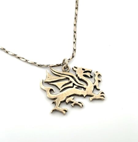 18” - 925 Sterling Silver Welsh Dragon Pendant Necklace 11.7g