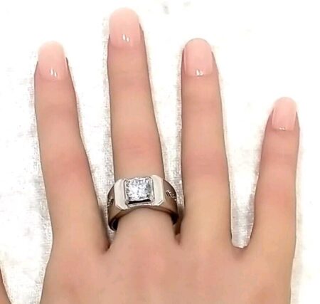 925 Sterling Silver Center Cubic Zirconia Ring 7.1 Grams Size-10.5