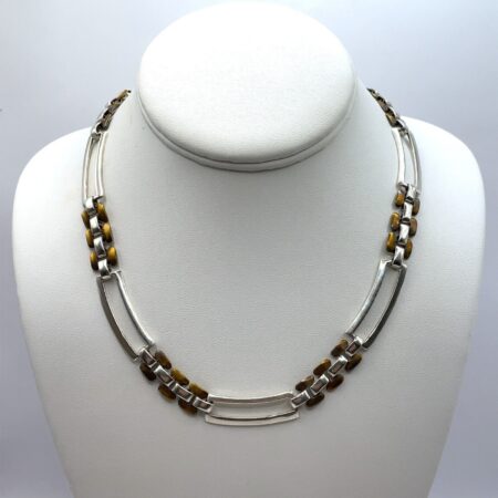 Sterling Silver and Brass Link 18 Inch Necklace - Made in Mexico