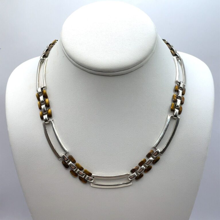 Sterling Silver and Brass Link 18 Inch Necklace - Made in Mexico