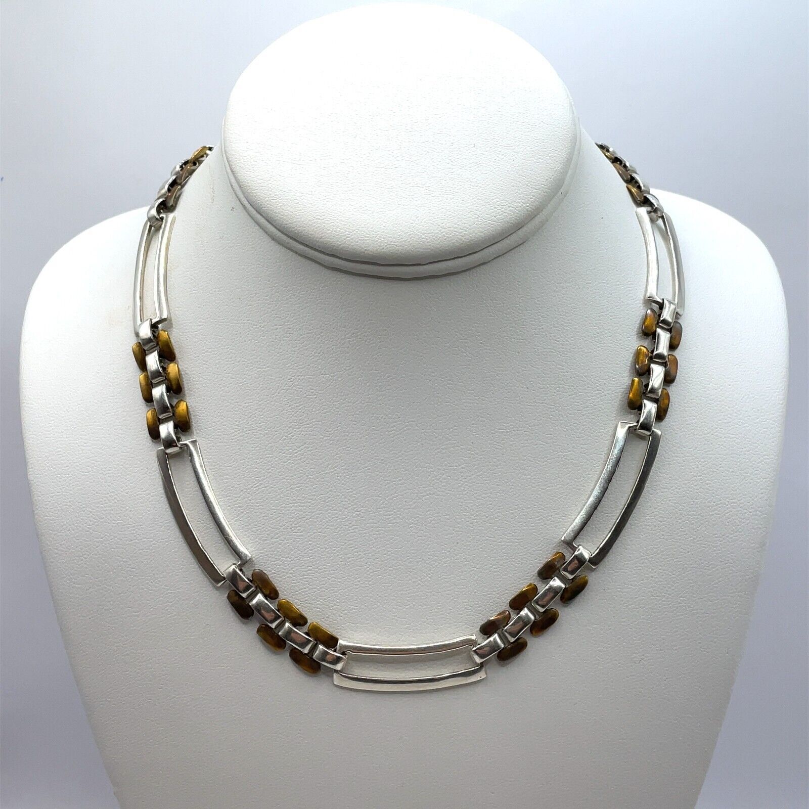 Sterling Silver and Brass Link 18 Inch Necklace - Made in Mexico