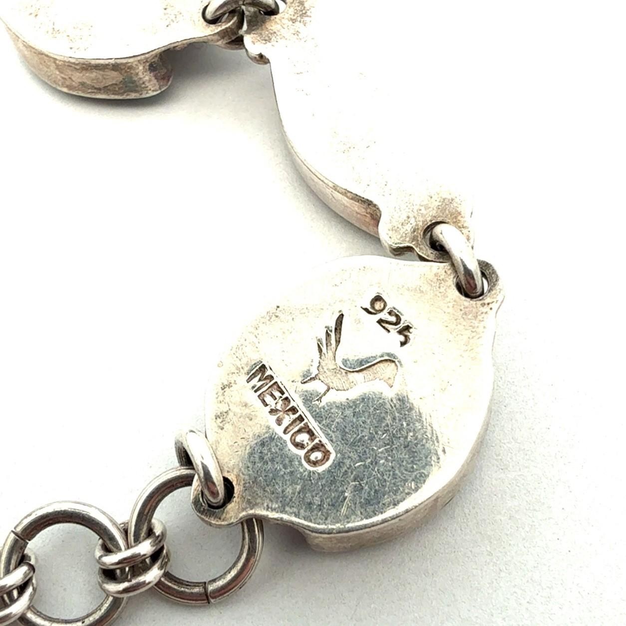 7.5” .925 Sterling Silver Botanical Leaf Resin Filled Cabochon Bracelet, 16.8g - Image 6