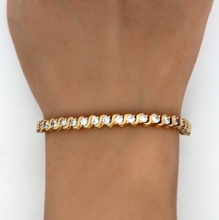 .925 Gold Vermeil CZ Tennis Bracelet, 14.9g, Fits Up To 7” Wrist