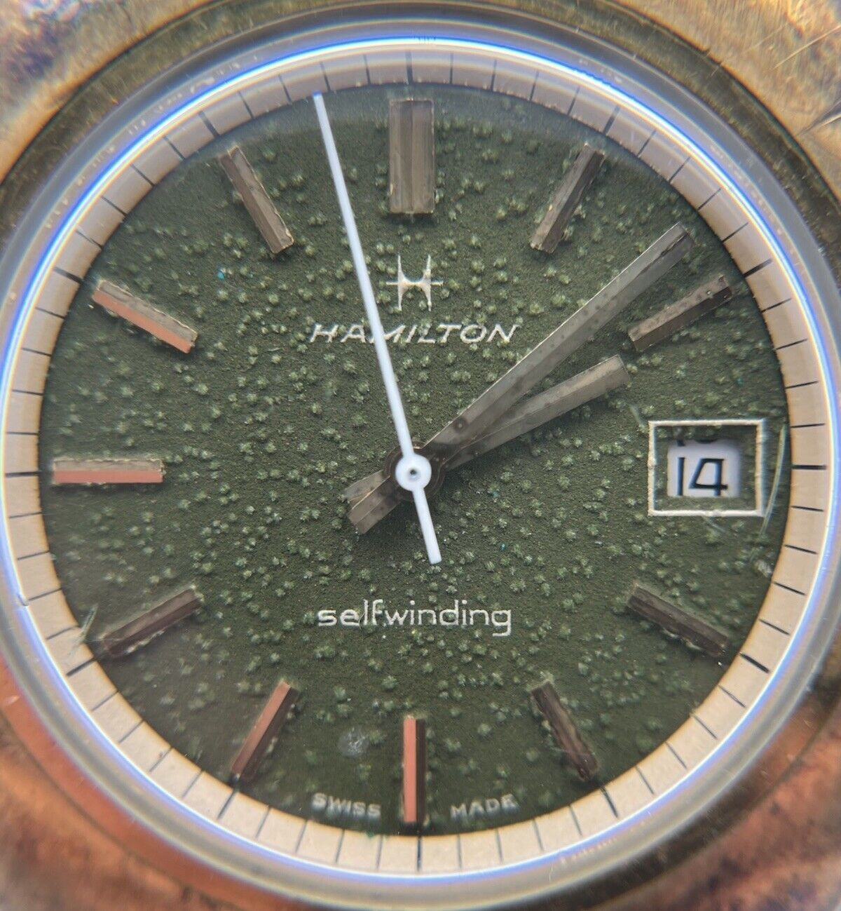 Vintage 38mm Hamilton Self-Winding Swiss Made Oval Case Green Dial 820003-4 - Image 2