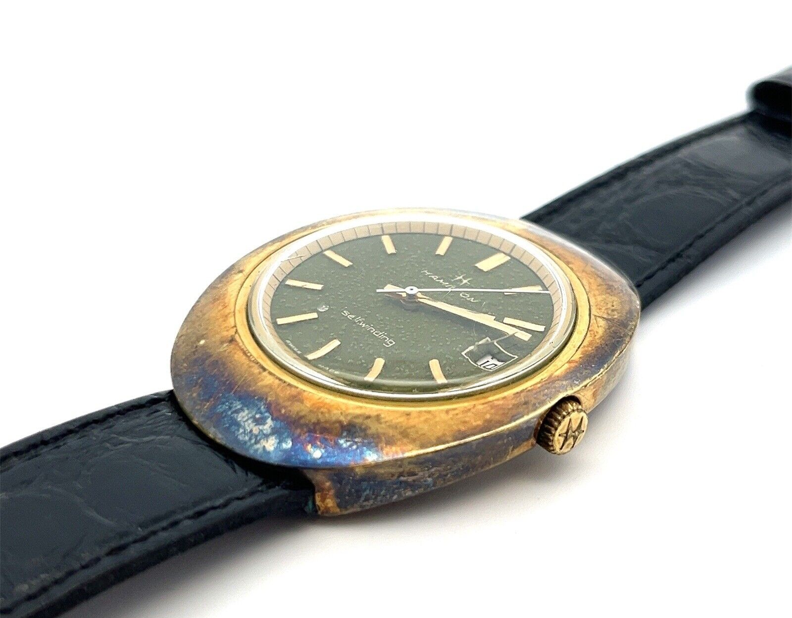 Vintage 38mm Hamilton Self-Winding Swiss Made Oval Case Green Dial 820003-4 - Image 4